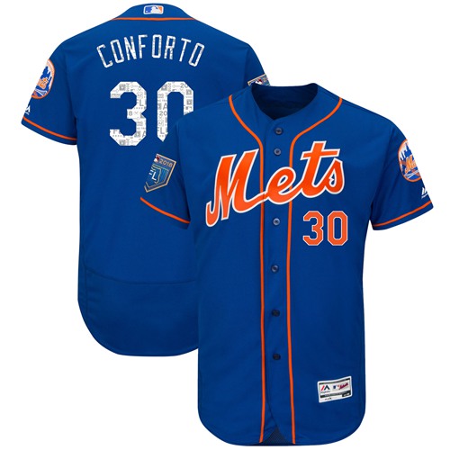 Mets #30 Michael Conforto Blue 2018 Spring Training Authentic Flex Base Stitched MLB Jersey